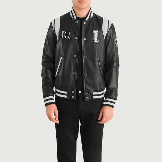 Liberte Illinois Black Leather Varsity Jacket - Vox Leather
