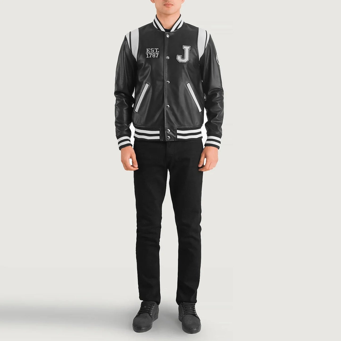 Liberte New Jersey Black Leather Varsity Jacket - Rare Leather