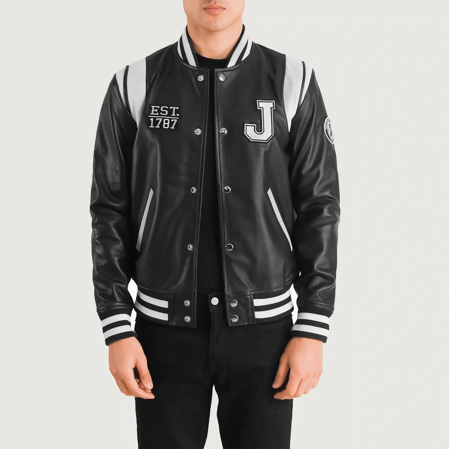 Liberte New Jersey Black Leather Varsity Jacket - Rare Leather
