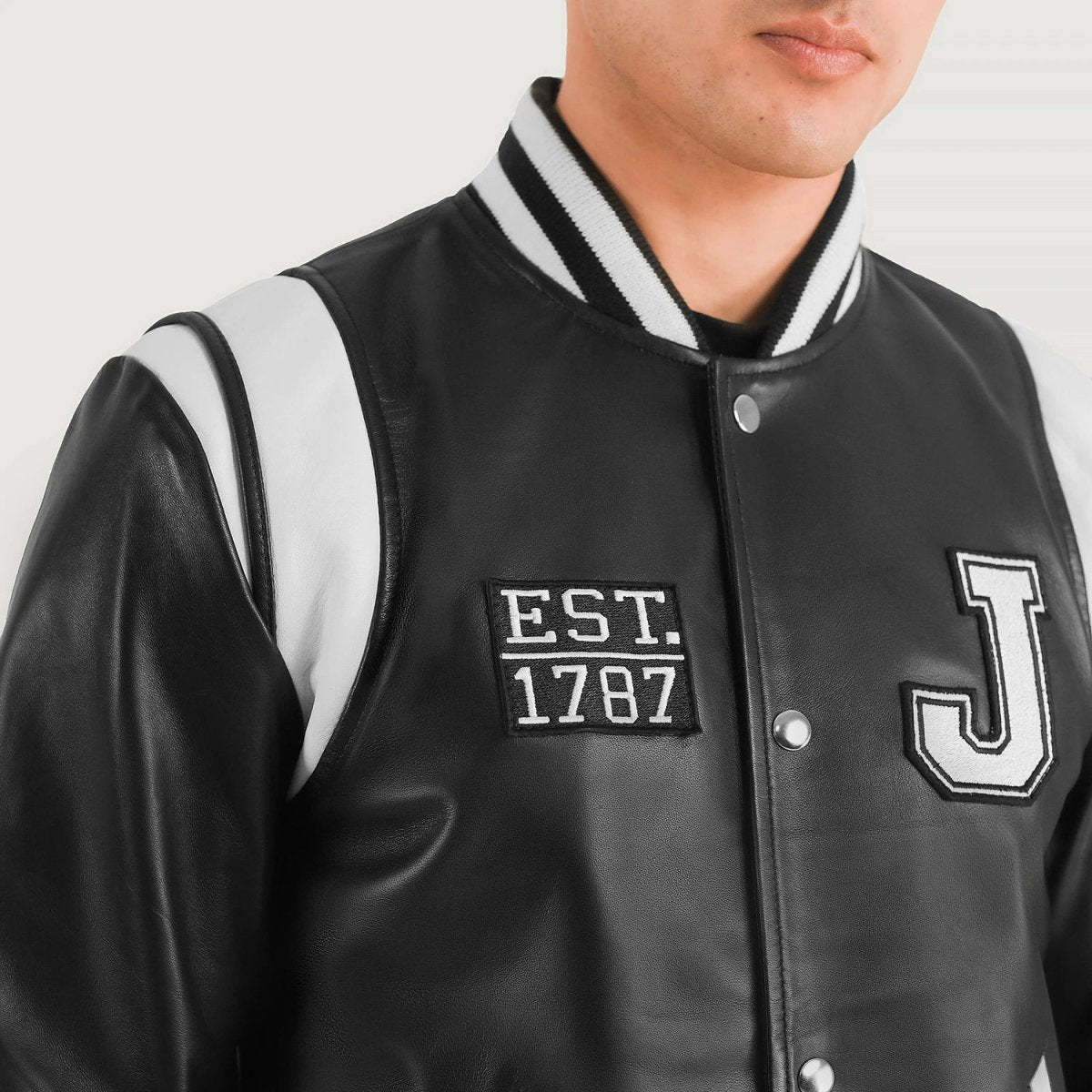 Liberte New Jersey Black Leather Varsity Jacket - Vox Leather