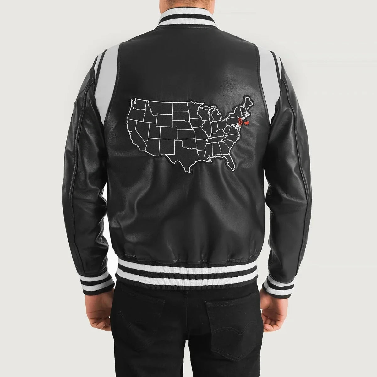 Liberte New Jersey Black Leather Varsity Jacket - Vox Leather