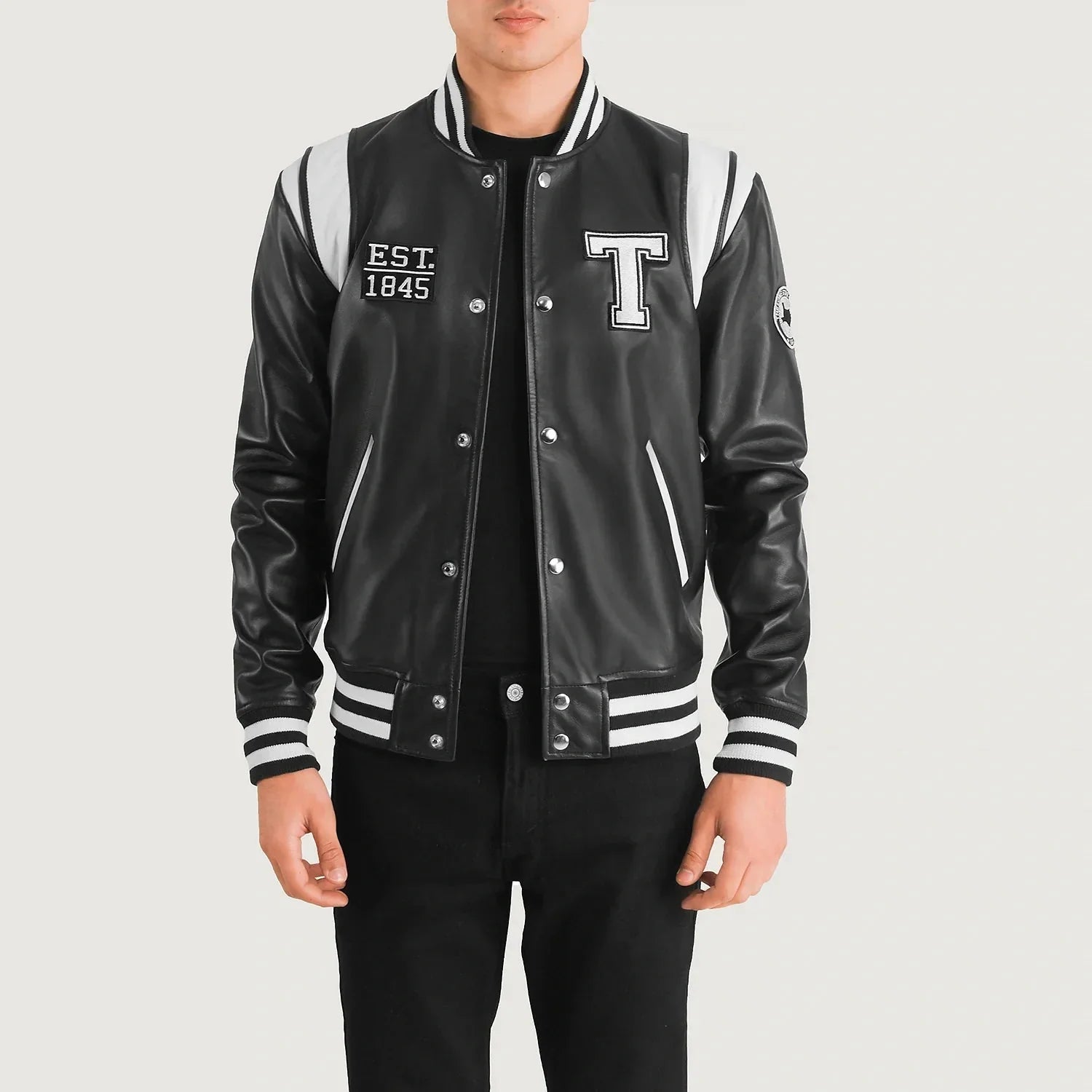 Liberte Texas Black Leather Varsity Jacket - Rare Leather