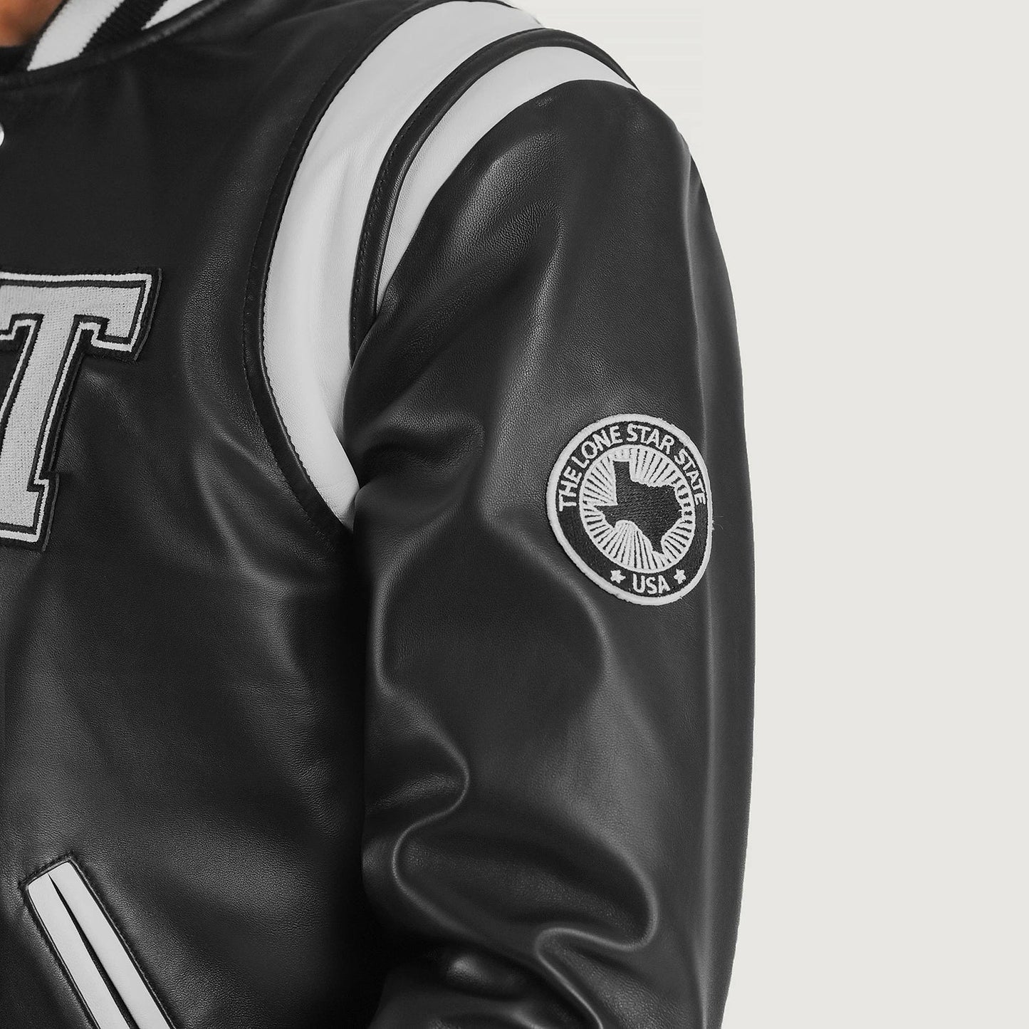 Liberte Texas Black Leather Varsity Jacket - Rare Leather