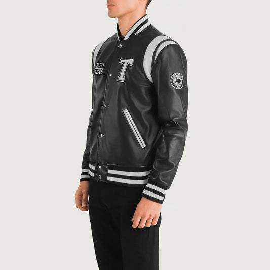 Liberte Texas Black Leather Varsity Jacket - Rare Leather