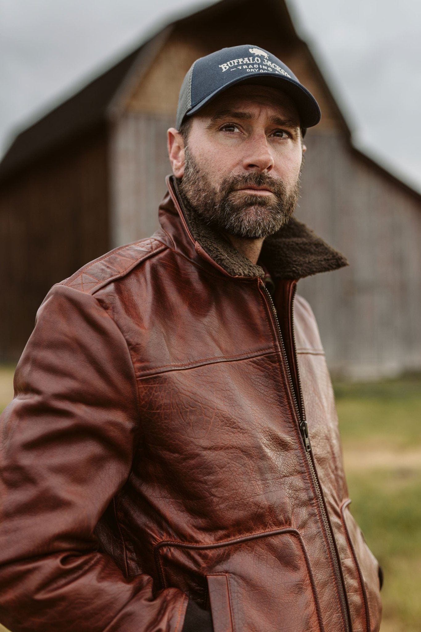 Limited Maverick Leather Bomber Jacket | Buffalo Grain Brown - Rare Leather