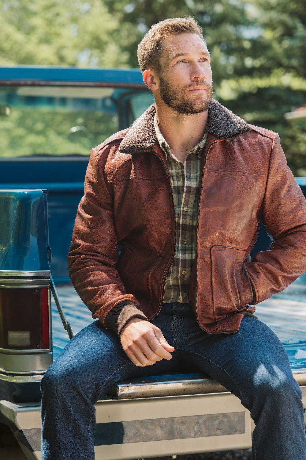 Limited Maverick Leather Bomber Jacket | Buffalo Grain Brown - Rare Leather