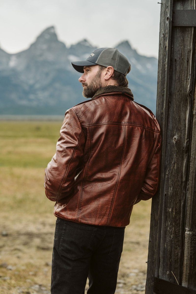 Limited Maverick Leather Bomber Jacket | Buffalo Grain Brown - Vox Leather