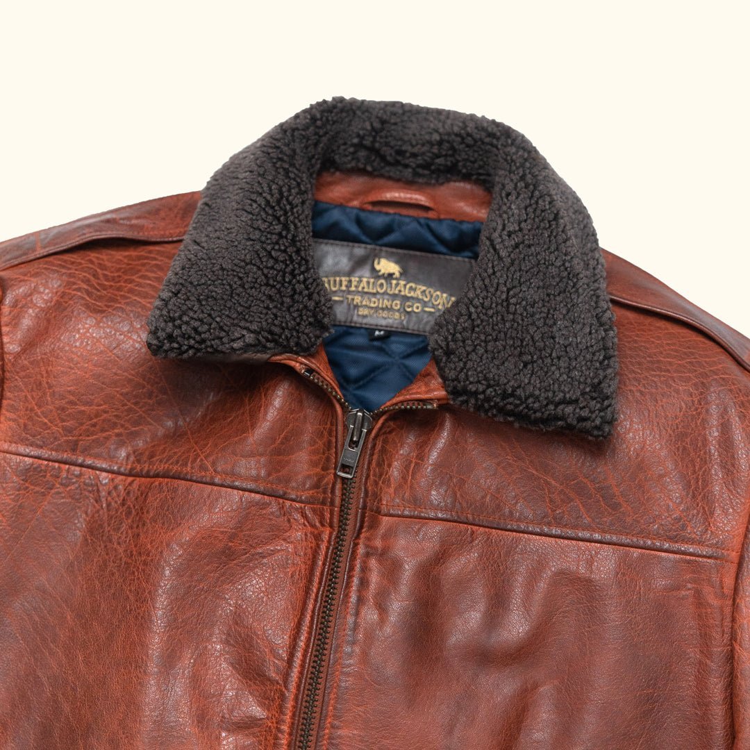 Limited Maverick Leather Bomber Jacket | Buffalo Grain Brown - Vox Leather