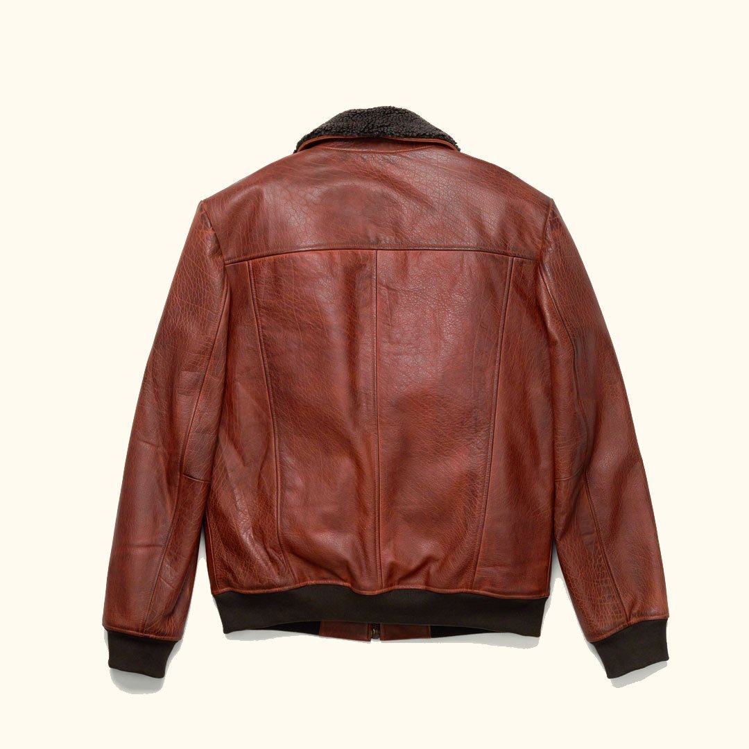 Limited Maverick Leather Bomber Jacket | Buffalo Grain Brown - Vox Leather