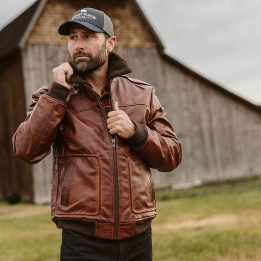 Limited Maverick Leather Bomber Jacket | Buffalo Grain Brown - Vox Leather