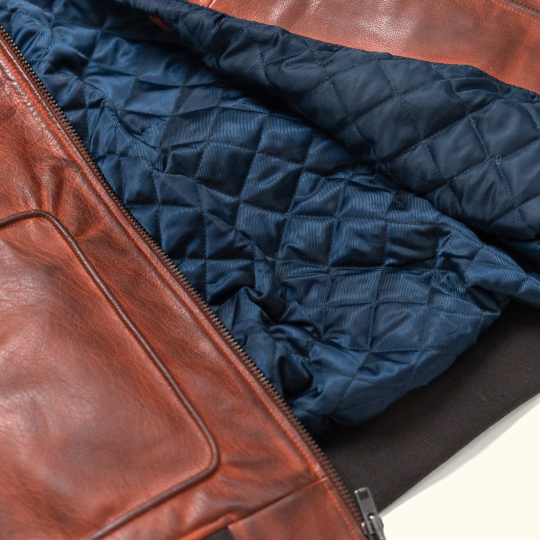 Limited Maverick Leather Bomber Jacket | Buffalo Grain Brown - Vox Leather