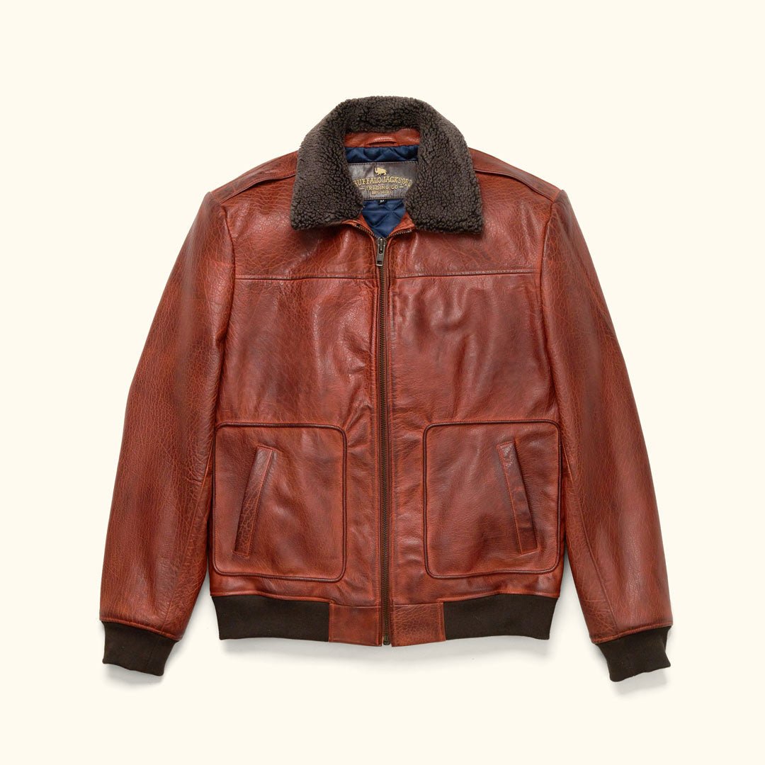 Limited Maverick Leather Bomber Jacket | Buffalo Grain Brown - Vox Leather