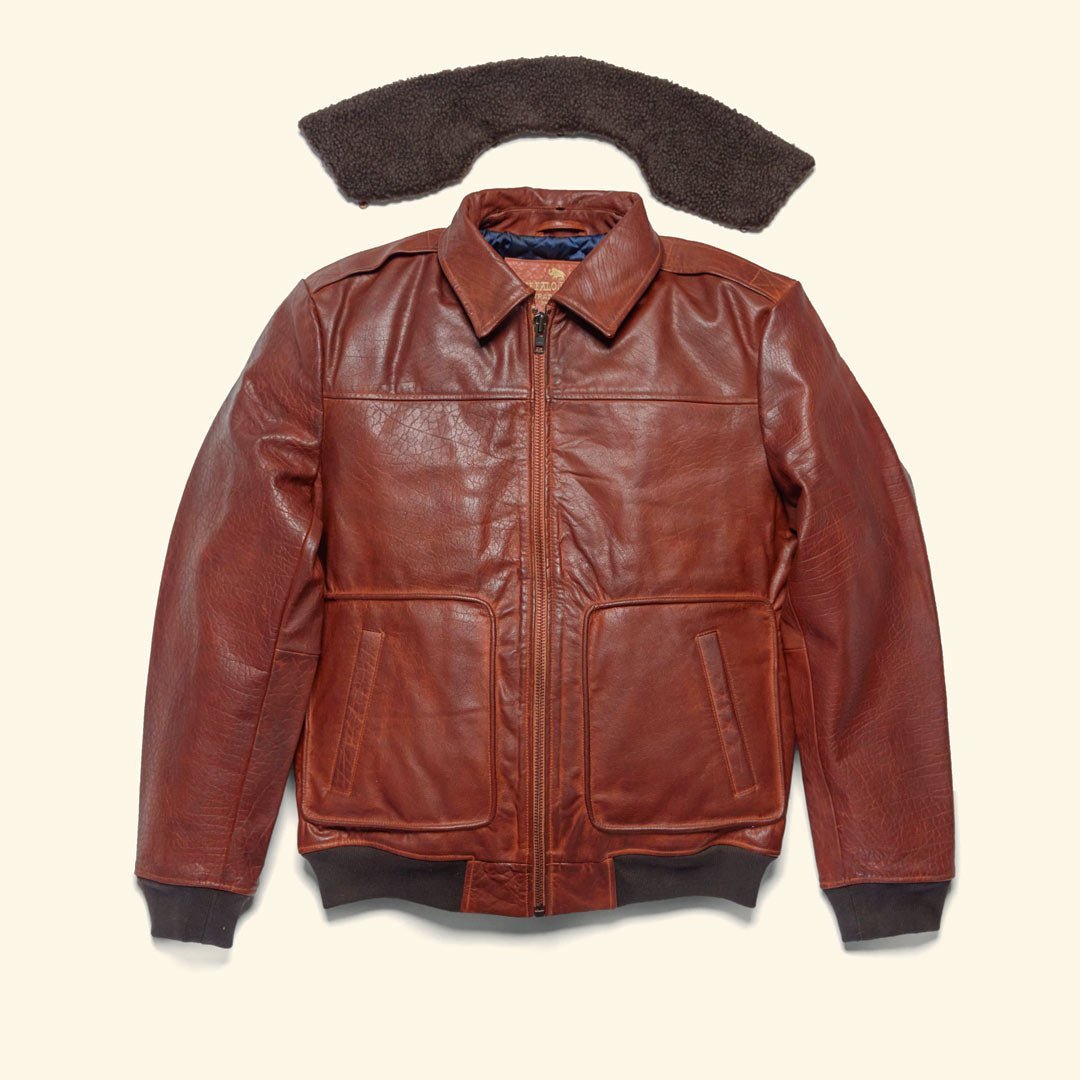 Limited Maverick Leather Bomber Jacket | Buffalo Grain Brown - Vox Leather