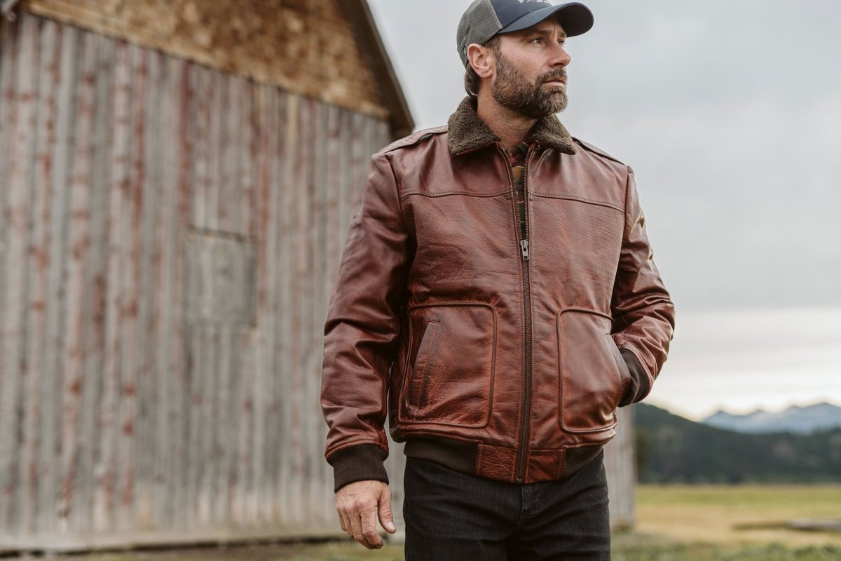 Limited Maverick Leather Bomber Jacket | Buffalo Grain Brown - Vox Leather