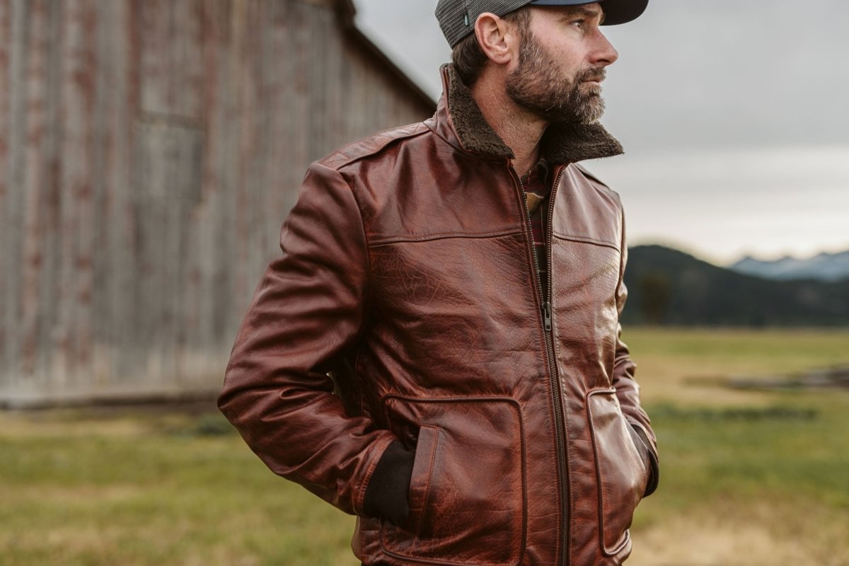 Limited Maverick Leather Bomber Jacket | Buffalo Grain Brown - Vox Leather