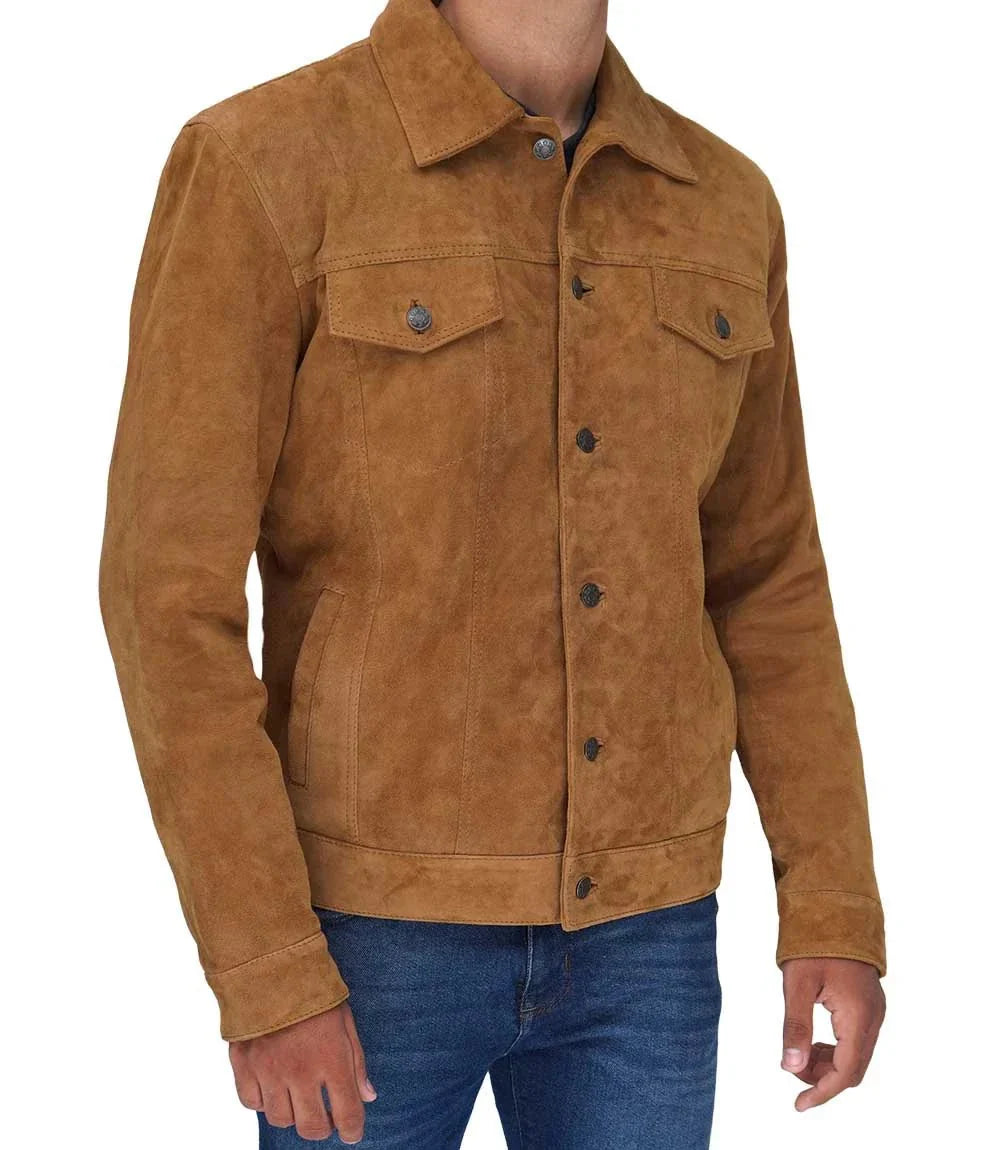 Logan Tan Suede Trucker Jacket - Rare Leather