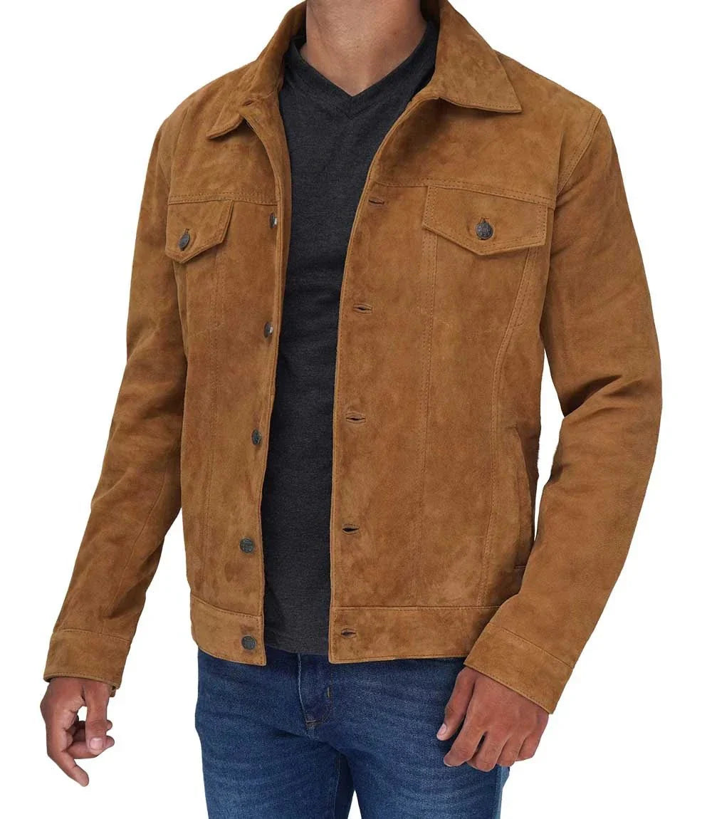 Logan Tan Suede Trucker Jacket - Rare Leather