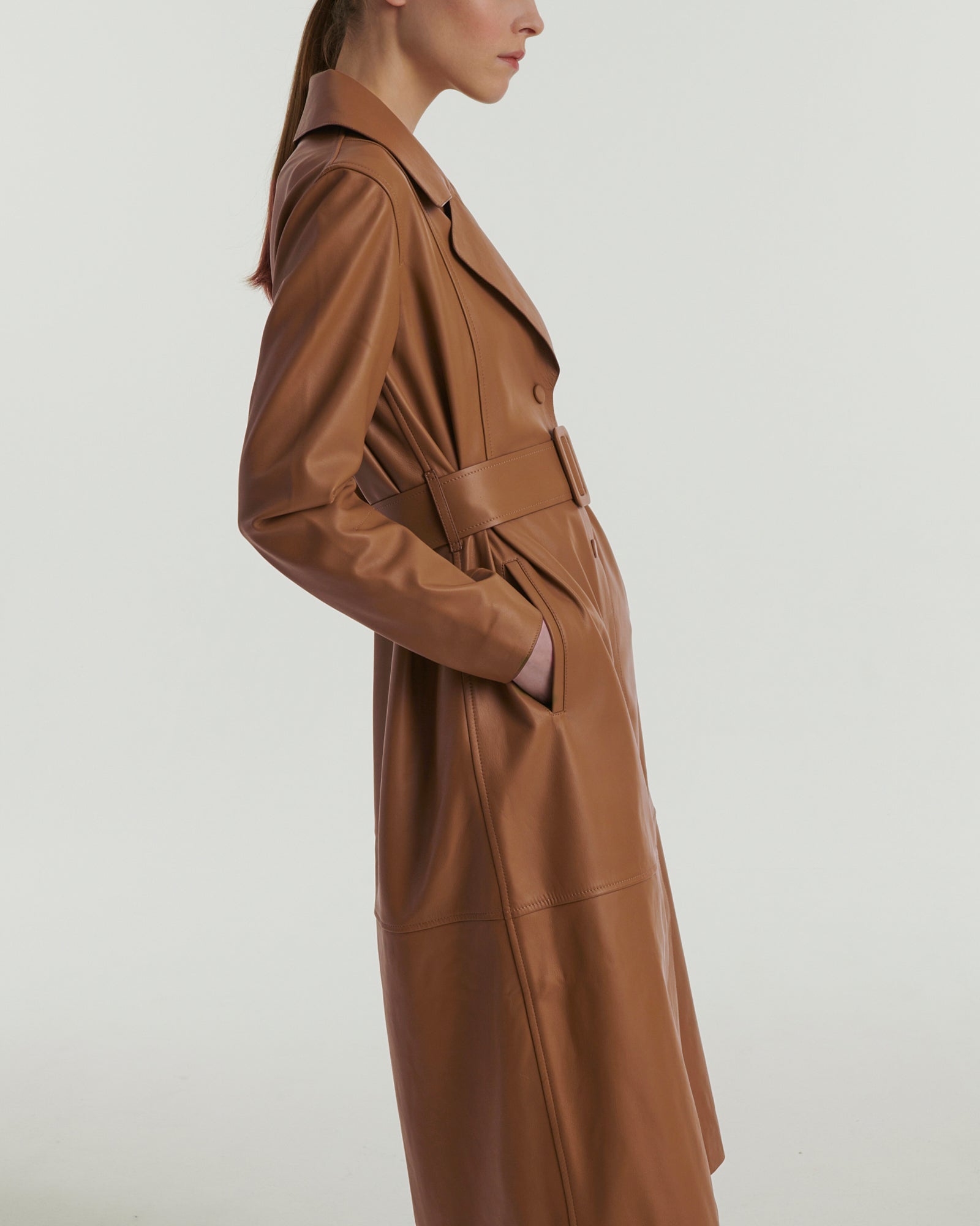 Long Lamb Leather Trench Coat - Rare Leather