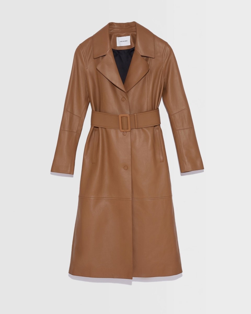 Long Lamb Leather Trench Coat - Vox Leather