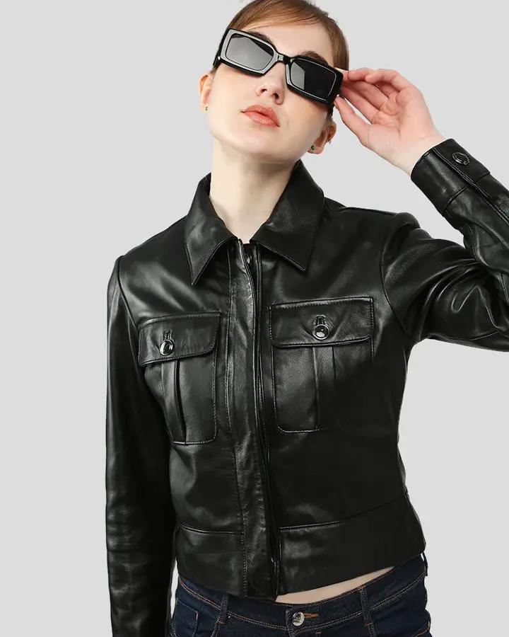 Lorelei Black Racer Leather Jackets - Vox Leather