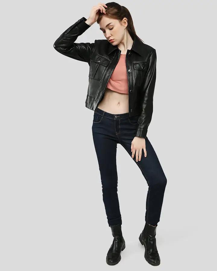 Lorelei Black Racer Leather Jackets - Vox Leather