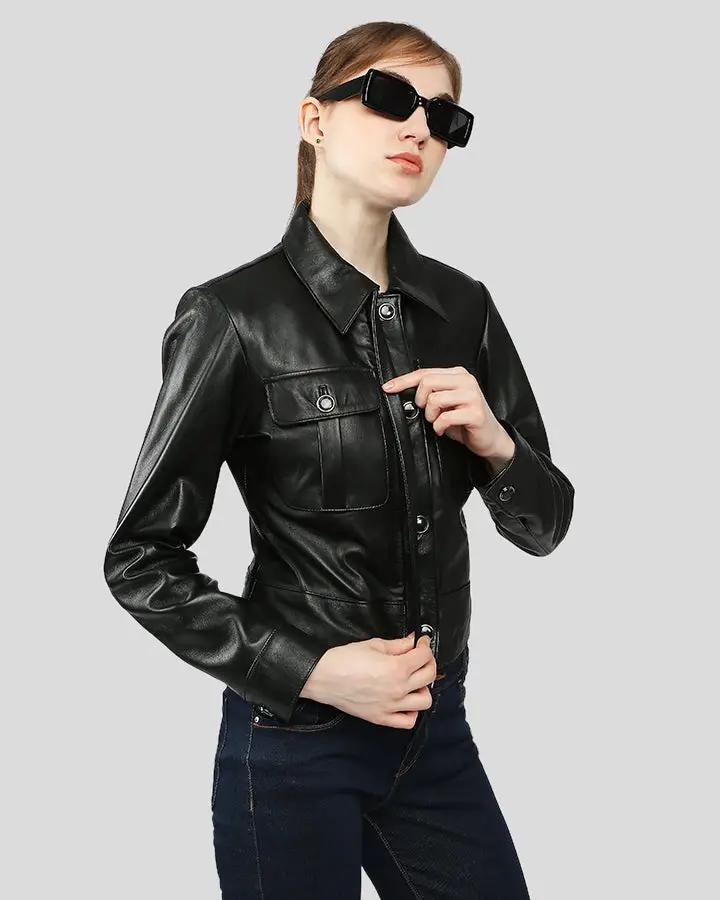 Lorelei Black Racer Leather Jackets - Vox Leather