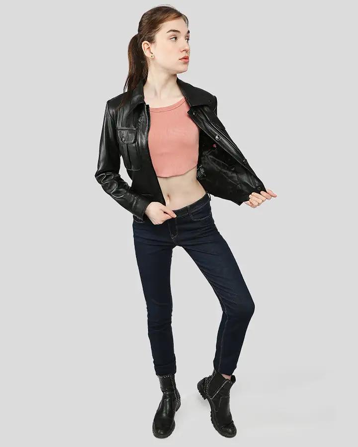 Lorelei Black Racer Leather Jackets - Vox Leather