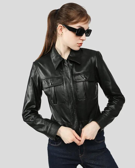 Lorelei Black Racer Leather Jackets - Vox Leather