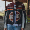 Lucky Strike Leather Jacket - Black & Dark Red - Rare Leather Order Now !!