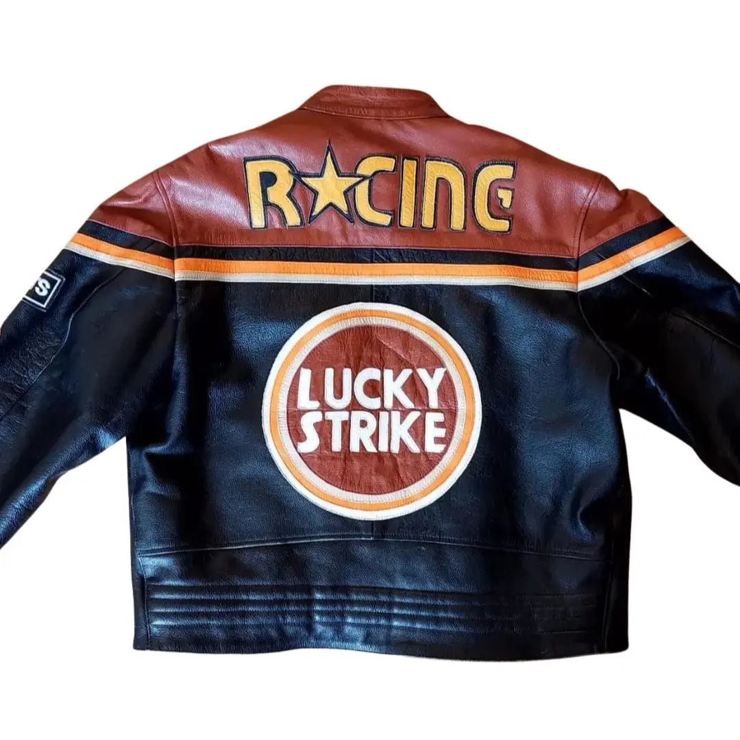 Lucky Strike Leather Jacket - Black & Dark Red - Vox Leather