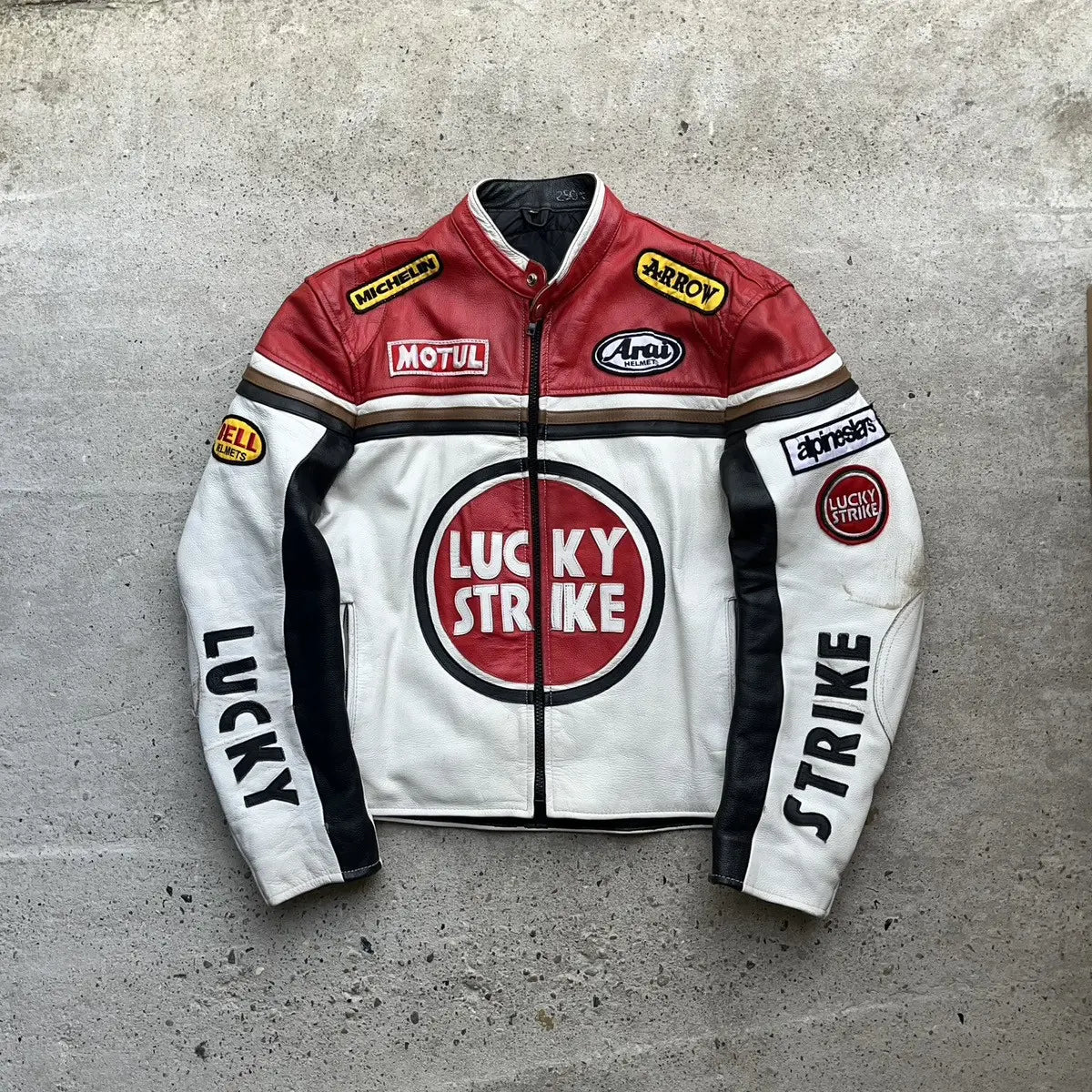 Lucky Strike Red & White Leather Jacket - Rare Leather