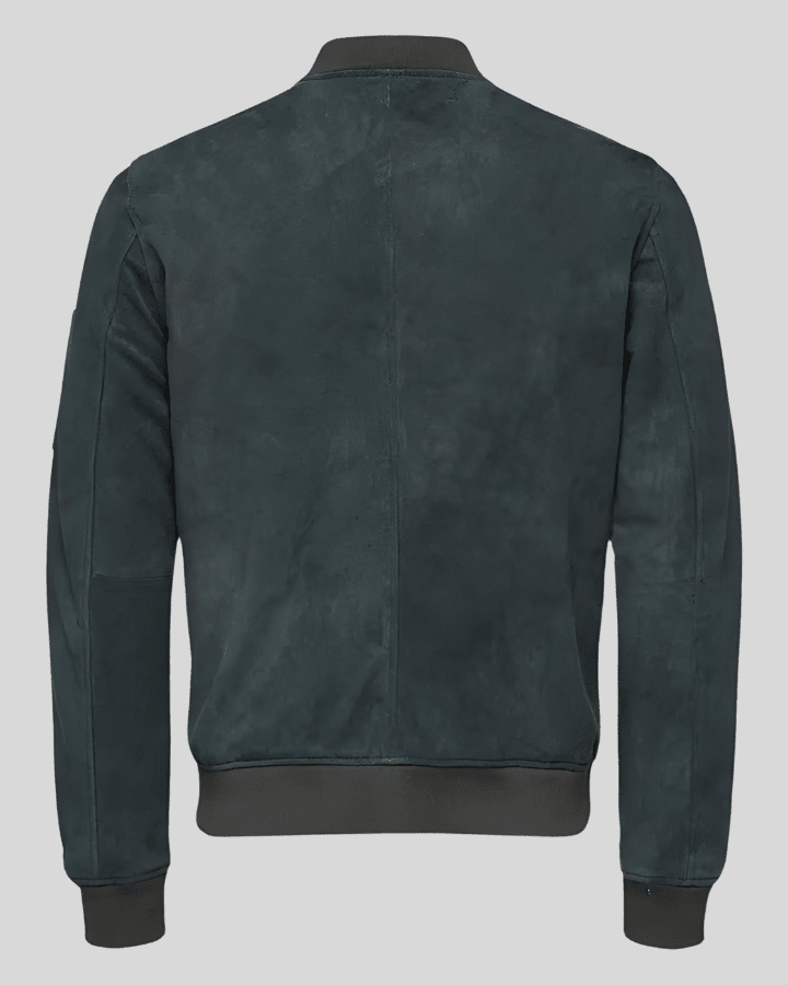 Lucy Dark Green Suede Bomber Leather Jacket - Vox Leather