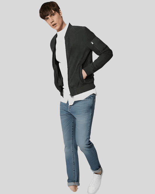 Lucy Dark Green Suede Bomber Leather Jacket - Vox Leather