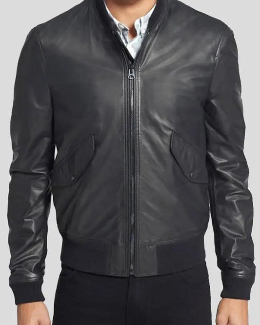 Lymo Black Bomber Leather Jacket - Vox Leather