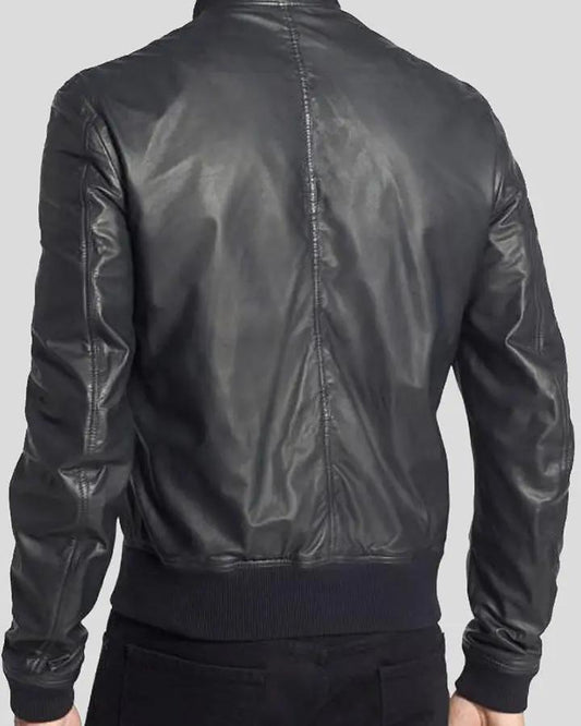 Lymo Black Bomber Leather Jacket - Vox Leather