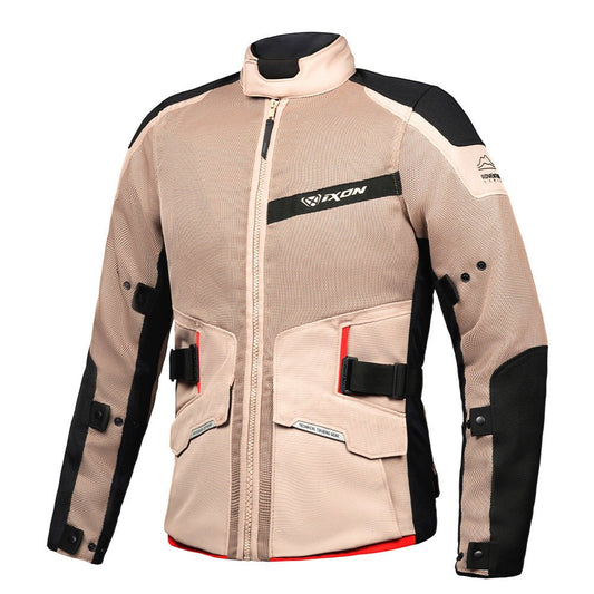 M-Njord - Adventure Touring Jacket (Sand / Black/ Red) - Vox Leather