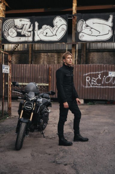 M65 WP JACKET BLACK - Slim-Fit Waterproof Motorcycle Jacket - Vox Leather