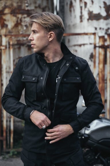M65 WP JACKET BLACK - Slim-Fit Waterproof Motorcycle Jacket - Vox Leather