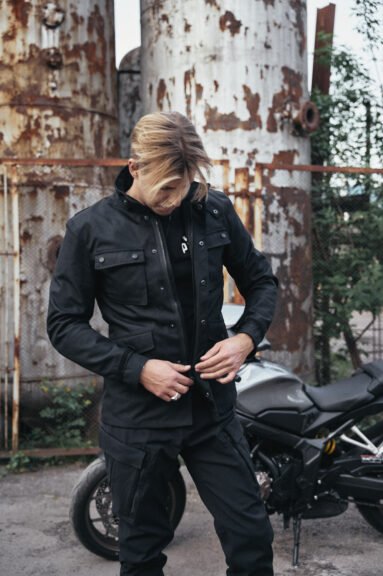 M65 WP JACKET BLACK - Slim-Fit Waterproof Motorcycle Jacket - Vox Leather