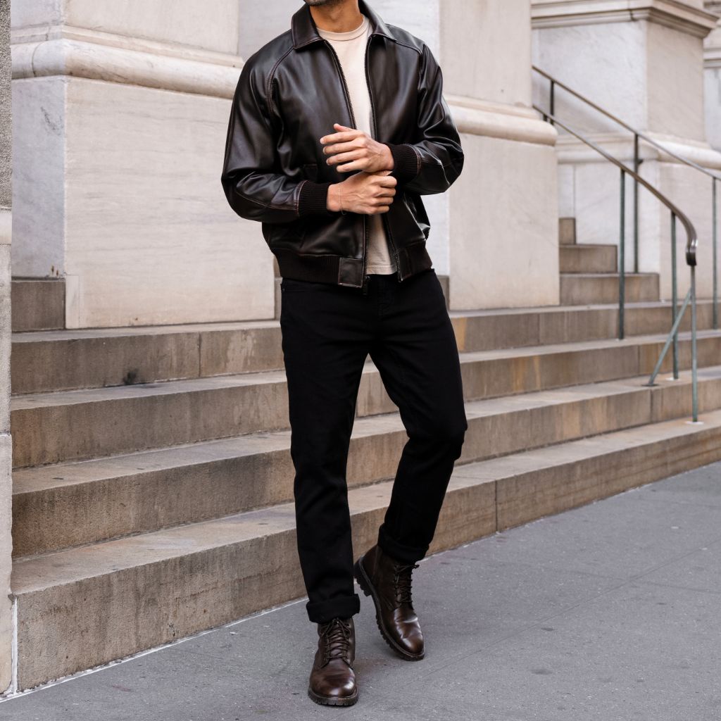 Major League Jacket | Black Coffee - Rare Leather
