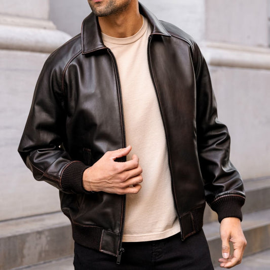 Major League Jacket | Black Coffee - Vox Leather