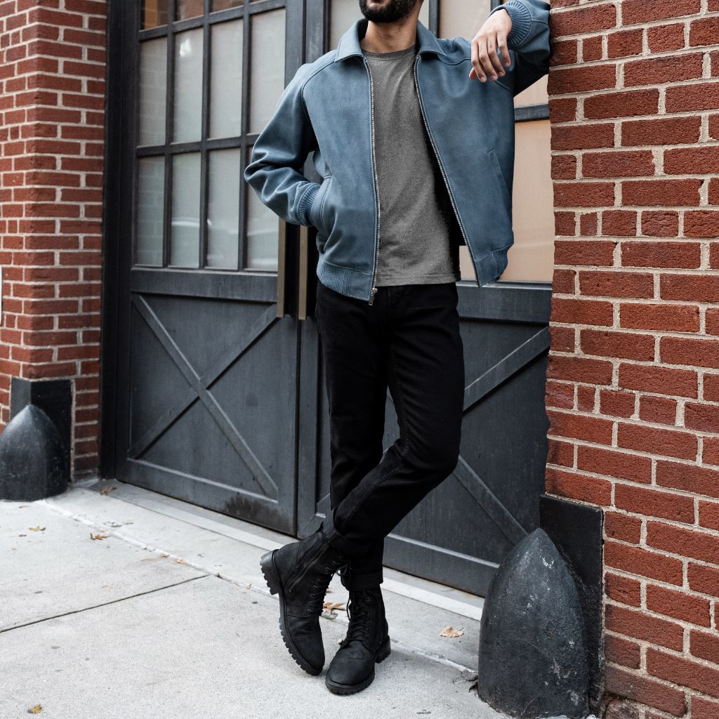 Major League Jacket | Blue Textured - Rare Leather