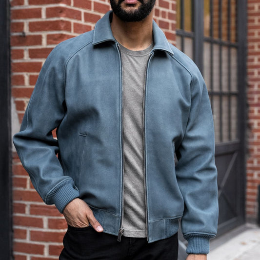 Major League Jacket | Blue Textured - Vox Leather