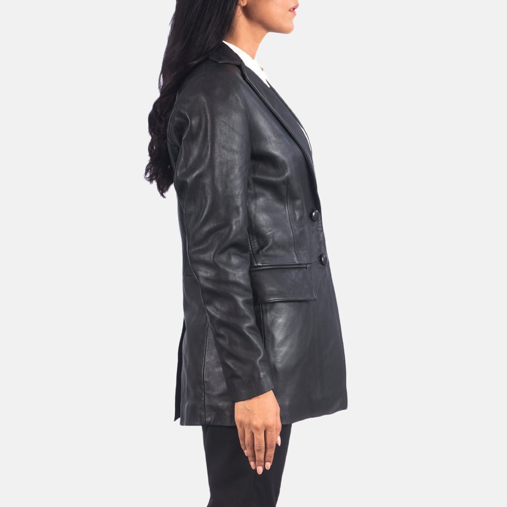 Marilyn Black Leather Blazer - Rare Leather