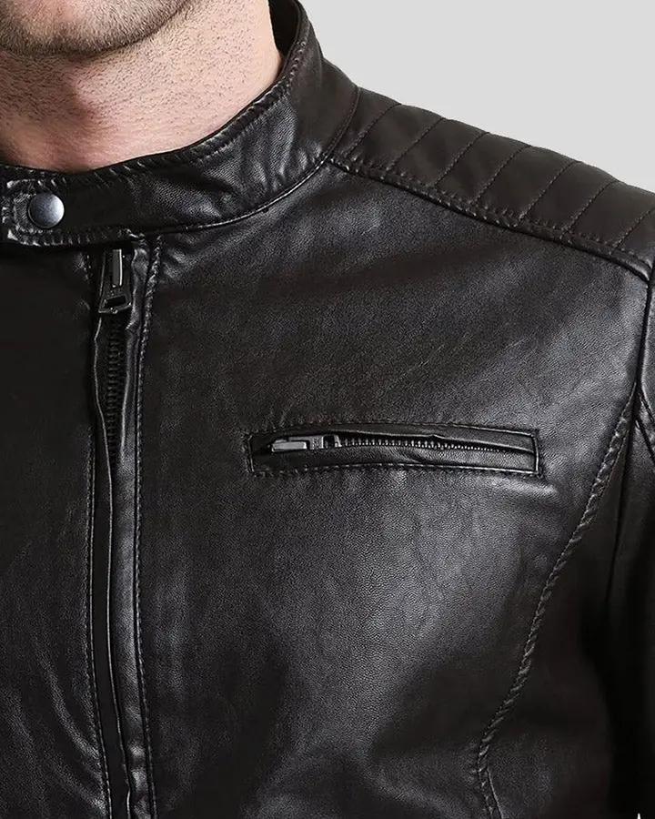 Mark Black Lambskin Leather Racer Jacket - Rare Leather
