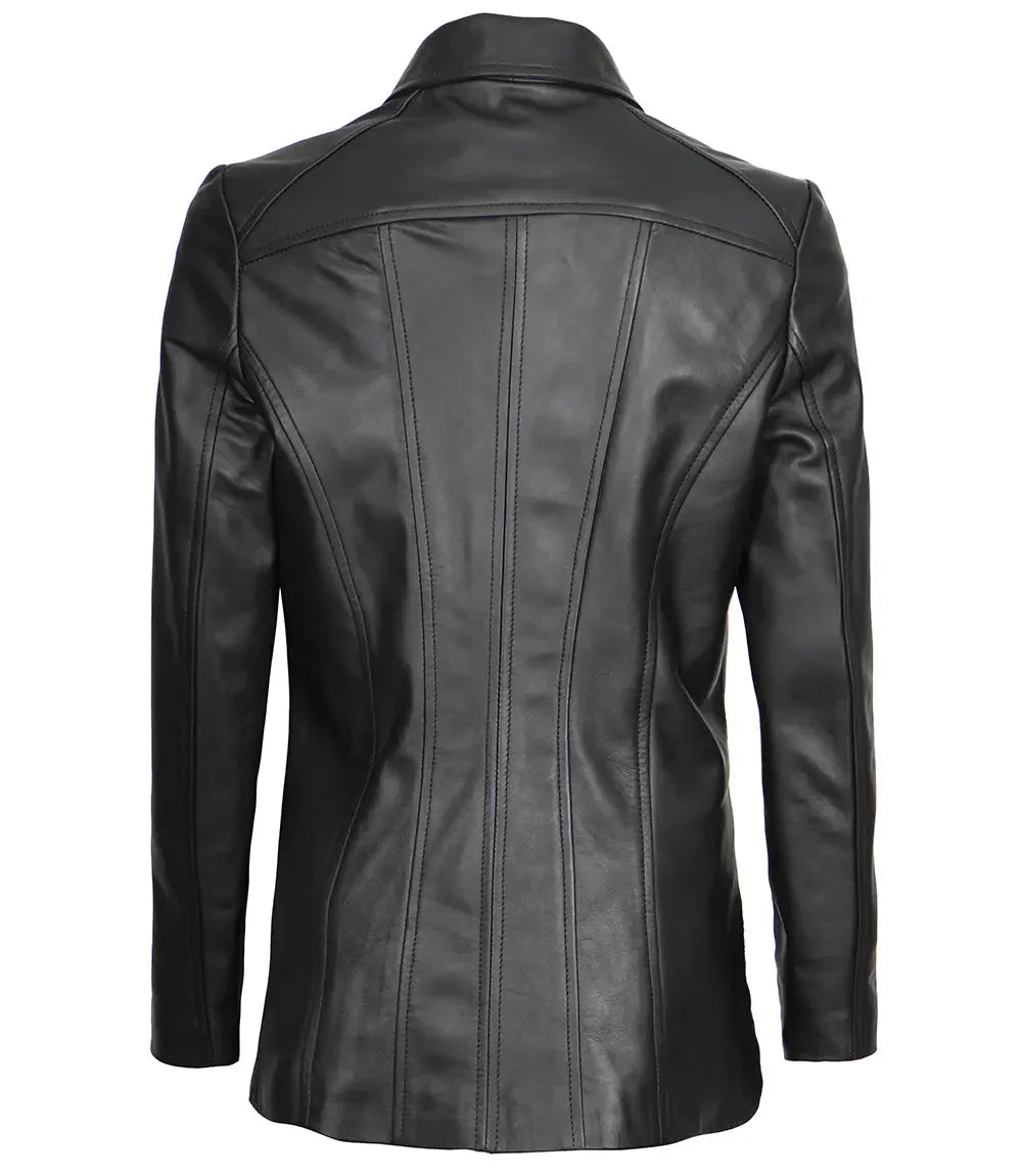Marsha Women's Leather Black Car Coat - Vox Leather