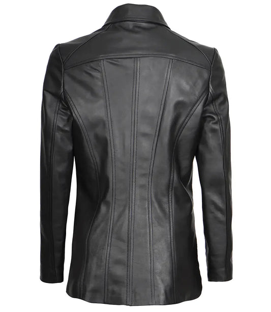 Marsha Women's Leather Black Car Coat - Vox Leather