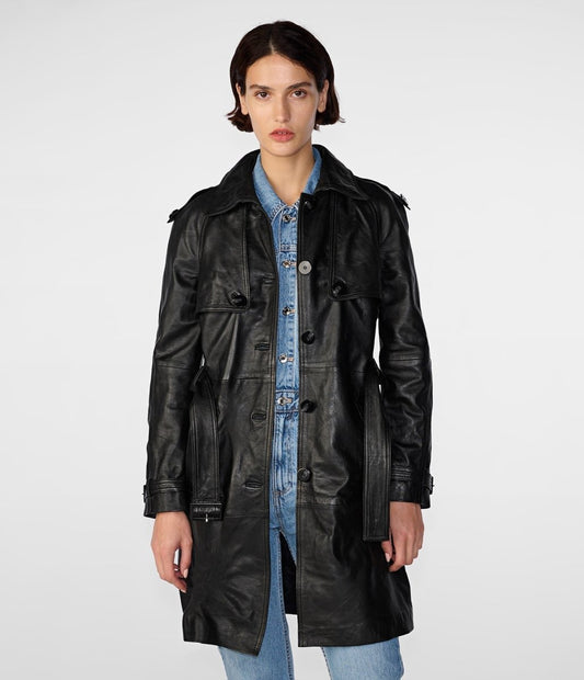 Mary Long Single Breasted Trench - Vox Leather