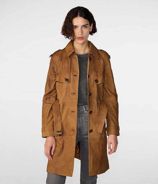 Mary Long Single Breasted Trench - Vox Leather