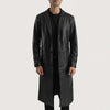 Mateo Black Leather Single Breasted Coat - Rare Leather